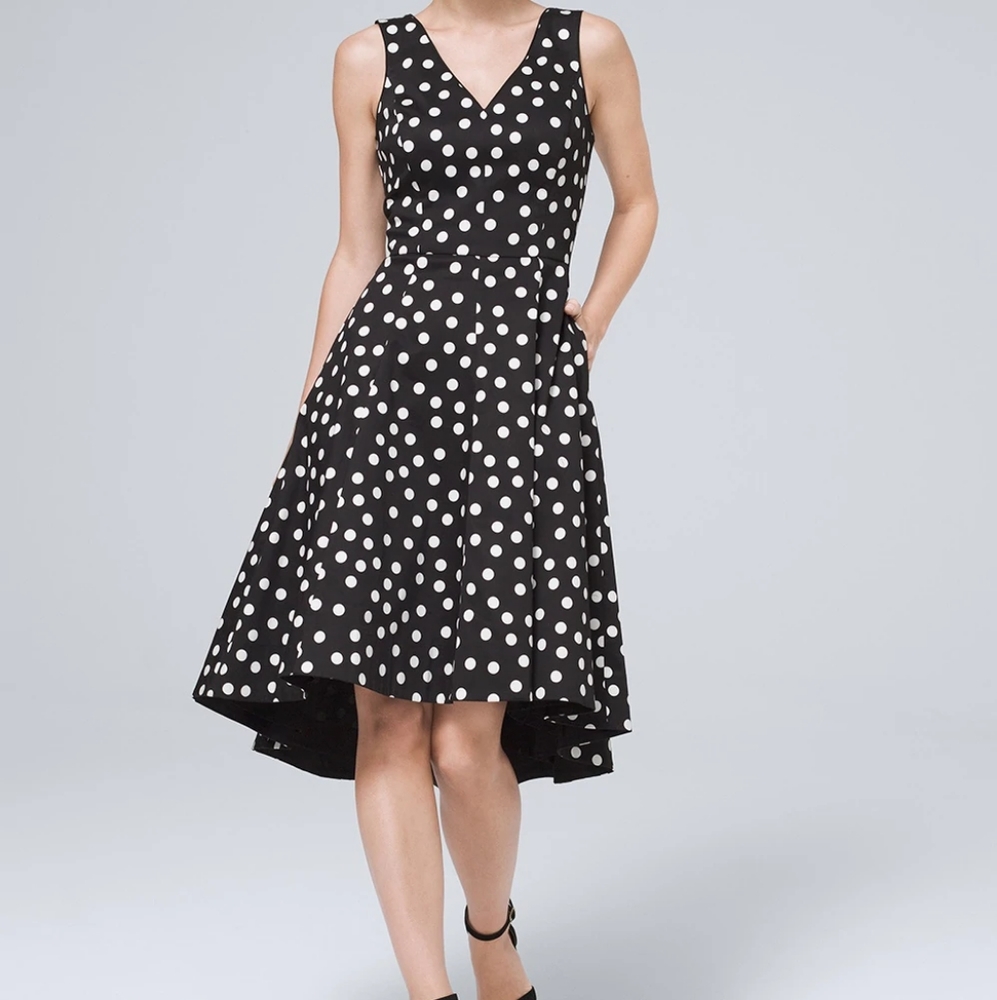 NWT - WHBM Cotton Sateen Polka Dot Dress